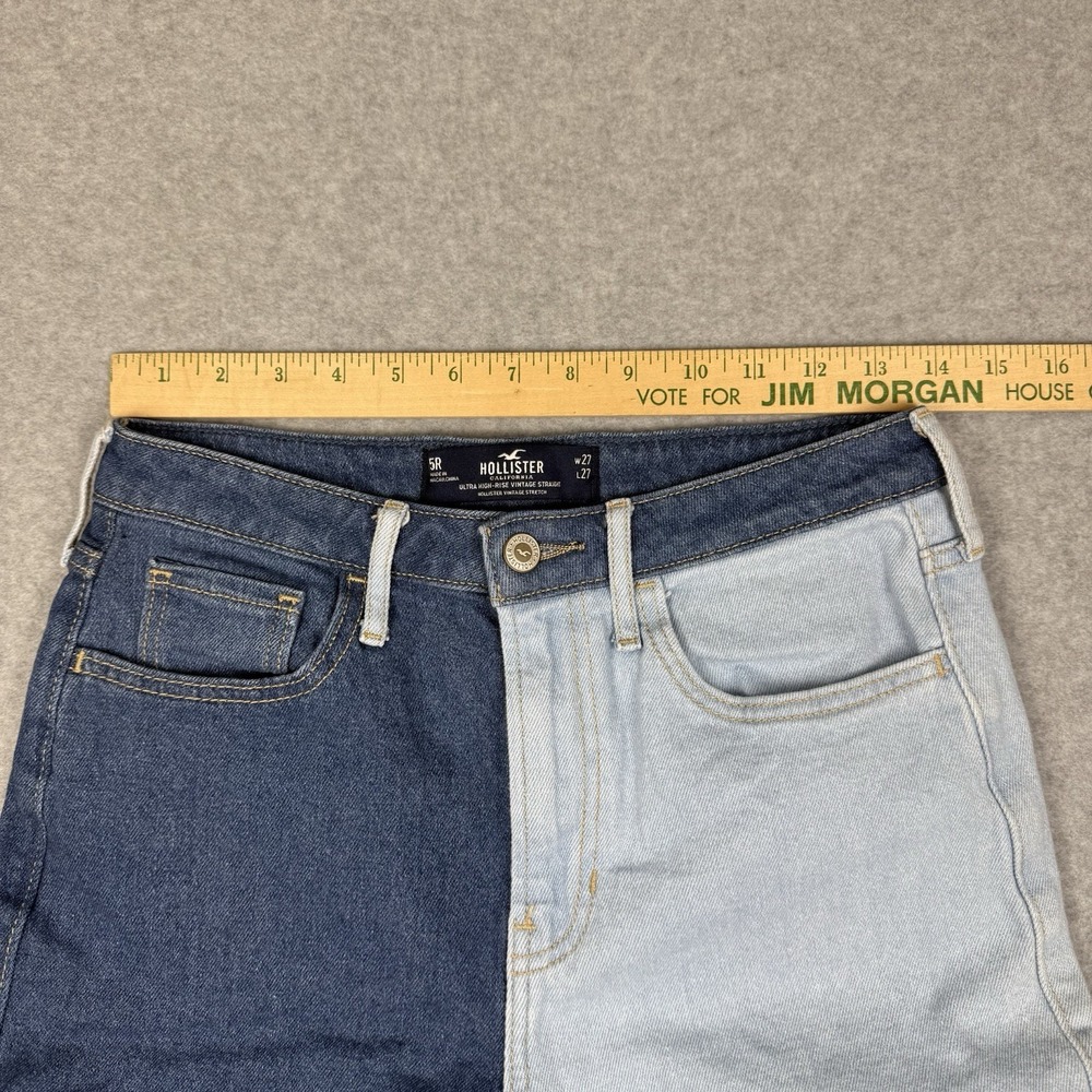 Hollister Jeans Womens 5R 27x27 Blue Ultra High Rise Vintage Straight Patchwork - Picture 5 of 7